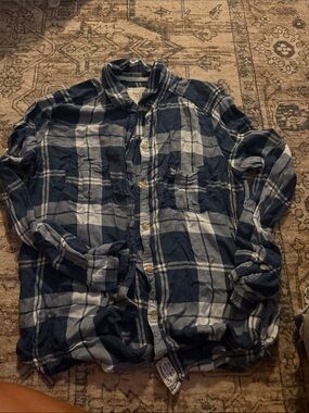 Abercrombie & Fitch Blue and White Plaid Button-Up